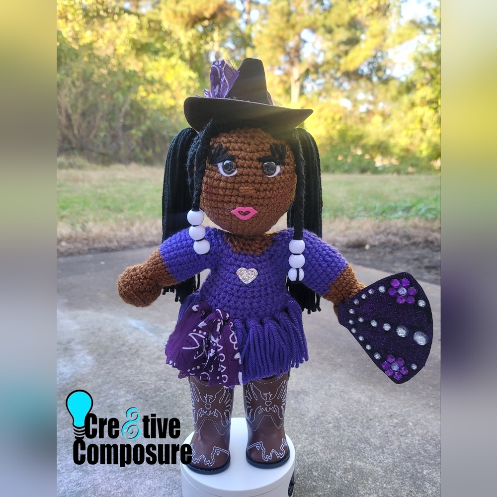 Purple and Brown Crochet Doll